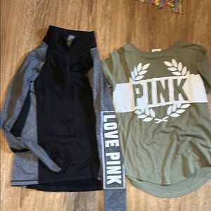 PINK Victoria's Secret Kids Long Sleeve Shirt - Black and Gray